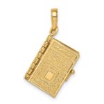 14K 3-D HOLY BIBLE with Lord's Prayer and Moveable Pages Pendant
