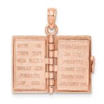 14k Rose Gold 3-D HOLY BIBLE with Lord's Prayer and Moveable Pages Pendant - Image 6