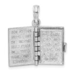 14k White Gold 3-D HOLY BIBLE with Lord's Prayer and Moveable Pages Pendant - Image 6