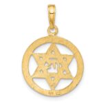14K Jewish Chai In Star Of David Round Pendant - Image 3