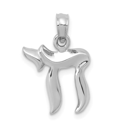 14k White Gold Polished Chai Pendant