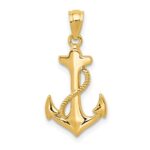 14k Polished Anchor with Rope Pendant