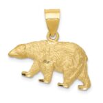 14K Satin Diamond-cut Bear Pendant
