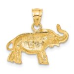 14K Satin Diamond-cut Elephant Pendant - Image 3