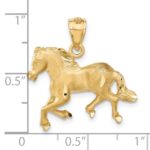 14K Satin Diamond-cut Trotting Horse Pendant - Image 4