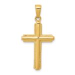 14K Cross with Striped Border Pendant
