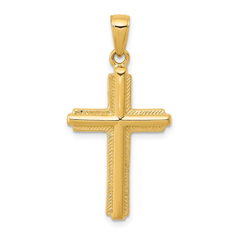 C4203.jpg 14K Cross with Striped Border Pendant - Image 1
