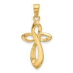14K Polished with Satin Ribbon Cross Pendant - Image 3