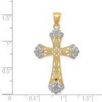 14k and White Rhodium Diamond-cut Cross Pendant - Image 3