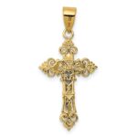 14K Two-Tone Small Lacy-Edge Inri Crucifix Pendant - Image 4