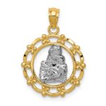14k and White Rhodium Mother Holding Baby Pendant