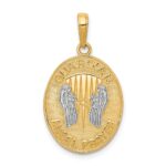 14K and White Rhodium Reversible GUARDIAN ANGEL PRAYER Pendant