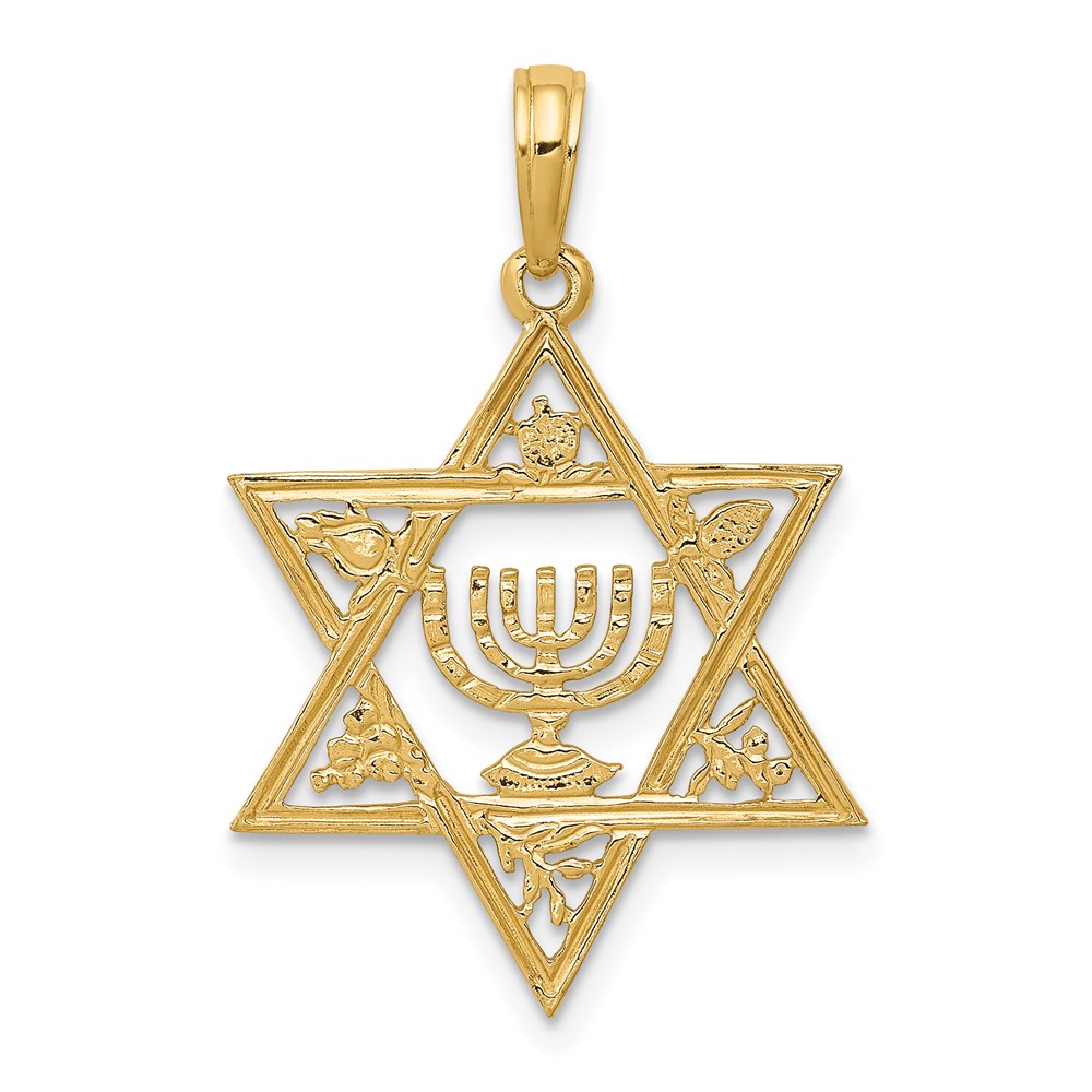 C4452.jpg 14K Star of David with Menorah Pendant - Image 1
