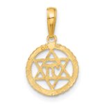 14K Star of David and Chai in Circle Pendant - Image 3