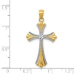 14K Diamond-Cut Rhodium Budded Cross Pendant - Image 3