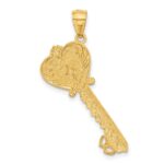 14K and White Rhodium Polished I LOVE YOU Script Fleur de Lis Heart Key Charm - Image 3