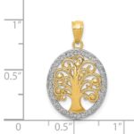 14k and White Rhodium Tree of Life Oval Pendant - Image 4