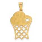 14k Diamond-cut Basketball in Hoop Pendant - Image 3