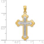 14k Two-tone Budded Cross Pendant - Image 3