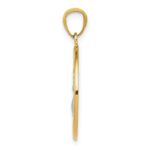 14K and White Rhodium Polished PEACE Dove Circle Pendant - Image 2