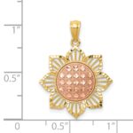 14K Two-Tone Diamond-cut Sunflower Pendant - Image 3