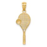 14K and White Rhodium Tennis Racquet and Ball Pendant - Image 3