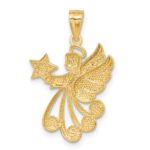 14K and White Rhodium Diamond-cut Angel with a Star Charm - Image 3
