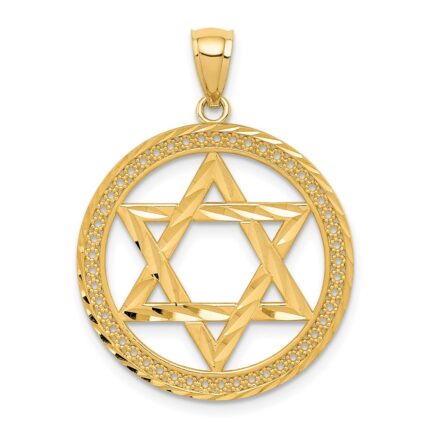 14K Star of David Round Pendant