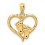 14K Baby Feet in Heart Pendant