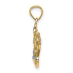 14K and White Rhodium Diamond-cut Filigree Crown Pendant - Image 2