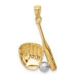 14K and White Rhodium Baseball Glove/Bat/Ball Pendant