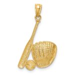 14K and White Rhodium Baseball Glove/Bat/Ball Pendant - Image 3