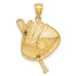14K and White Rhodium Diamond-cut Baseball Bat/Glove/Ball Pendant - Image 3