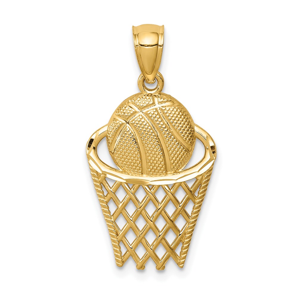 C4688.jpg 14K Basketball in Hoop Pendant - Image 1