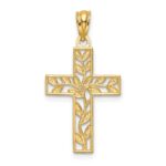 14K Leaf Cross Pendant - Image 3