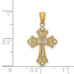 14K with White Rhodium Diamond-cut Cross Pendant - Image 4