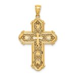 14K and White Rhodium Diamond-cut Reversible Cross Pendant - Image 3