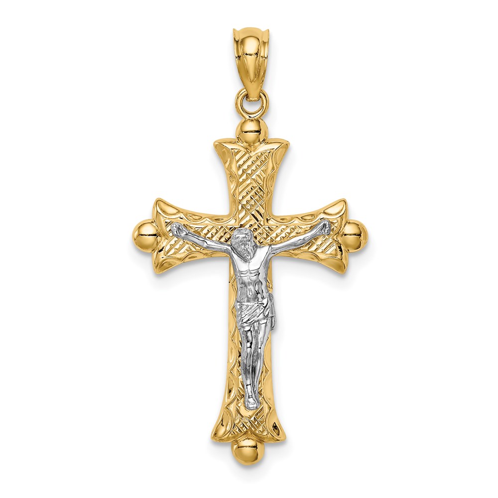 C4704.jpg 14K Two-Tone Florentine Crucifix Pendant - Image 1