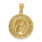 14K and White Rhodium with Greek Key Edge Jesus Medal - Image 3