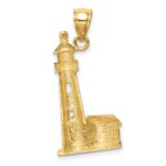 14K Brushed Diamond-cut Corolla NC Lighthouse Pendant - Image 3