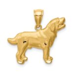 14K Satin Diamond-cut Labrador Retriever Dog Pendant