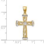 14K and White Rhodium Cross Pendant - Image 4