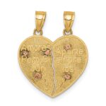 14K Two-tone Reversible Spanish Solid Our Lady of Guadalupe and Crucifix TE AMO Break-apart Heart Pendant - Image 4