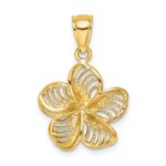 14k Beaded and Polished Plumeria Flower Charm