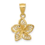 14k Polished Diamond-cut Beaded Plumeria Flower Charm