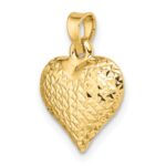 14k Polished Diamond-cut Large Puffed Heart Pendant - Image 4