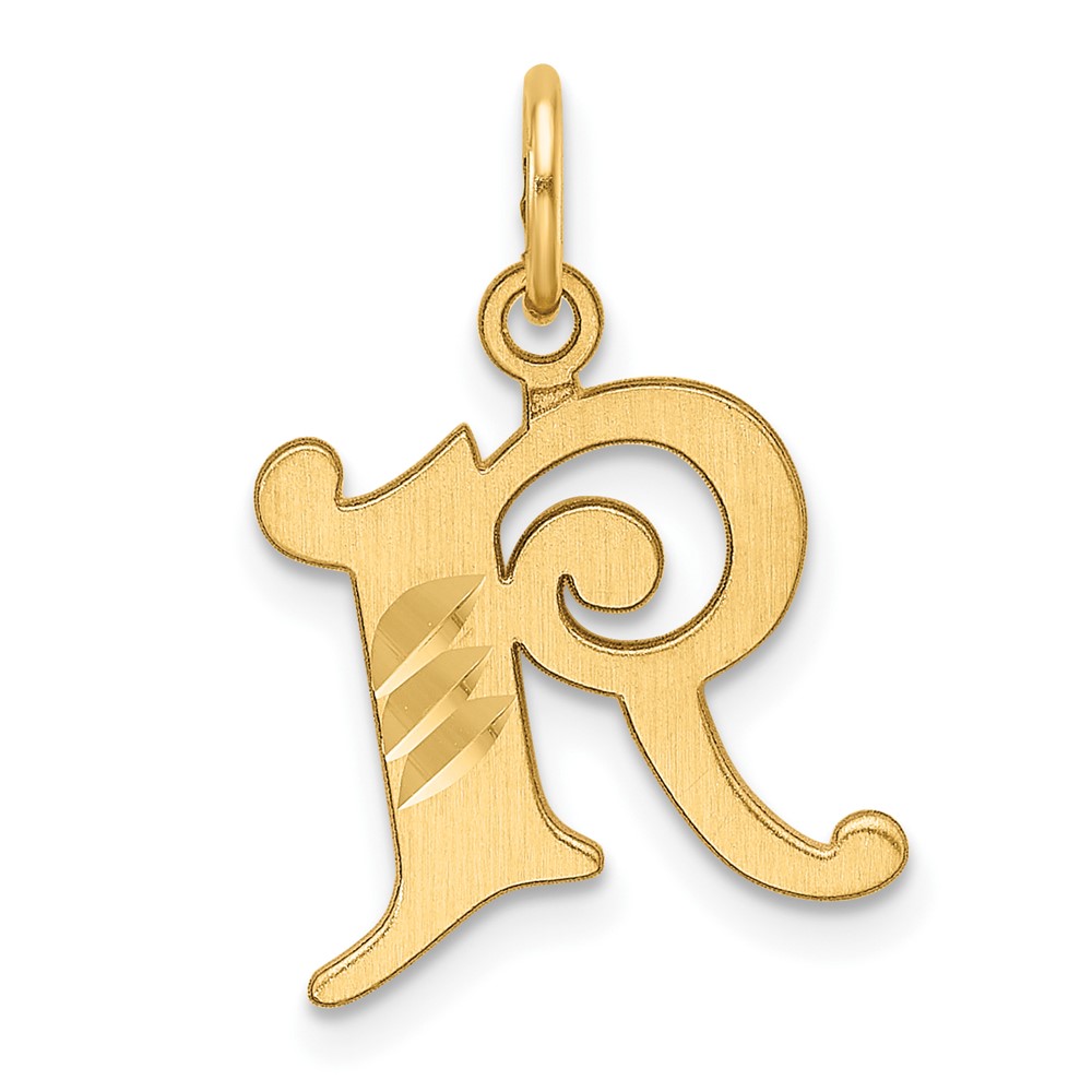 C4833R.jpg 14K Diamond-cut Letter R Initial Charm - Image 1