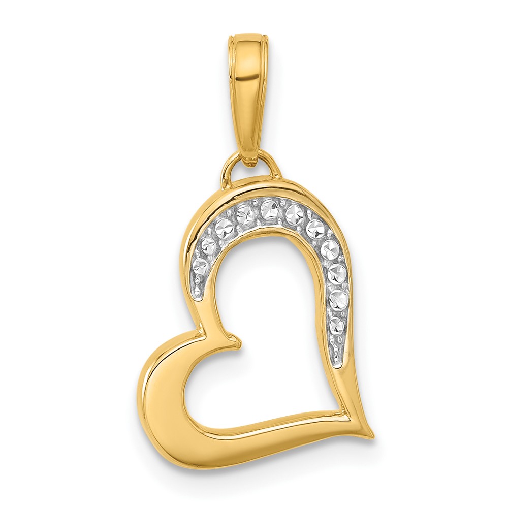 C4839.jpg 14k and White Rhodium Diamond-cut Heart Pendant - Image 1