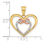 14K Two-tone and White Rhodium Diamond-cut Infinity Hearts Pendant - Image 4