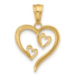 14K with White Rhodium Diamond-cut Open Hearts Pendant - Image 3